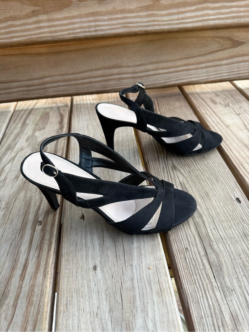 Kelly & Katie Black Suede Slingback Heels